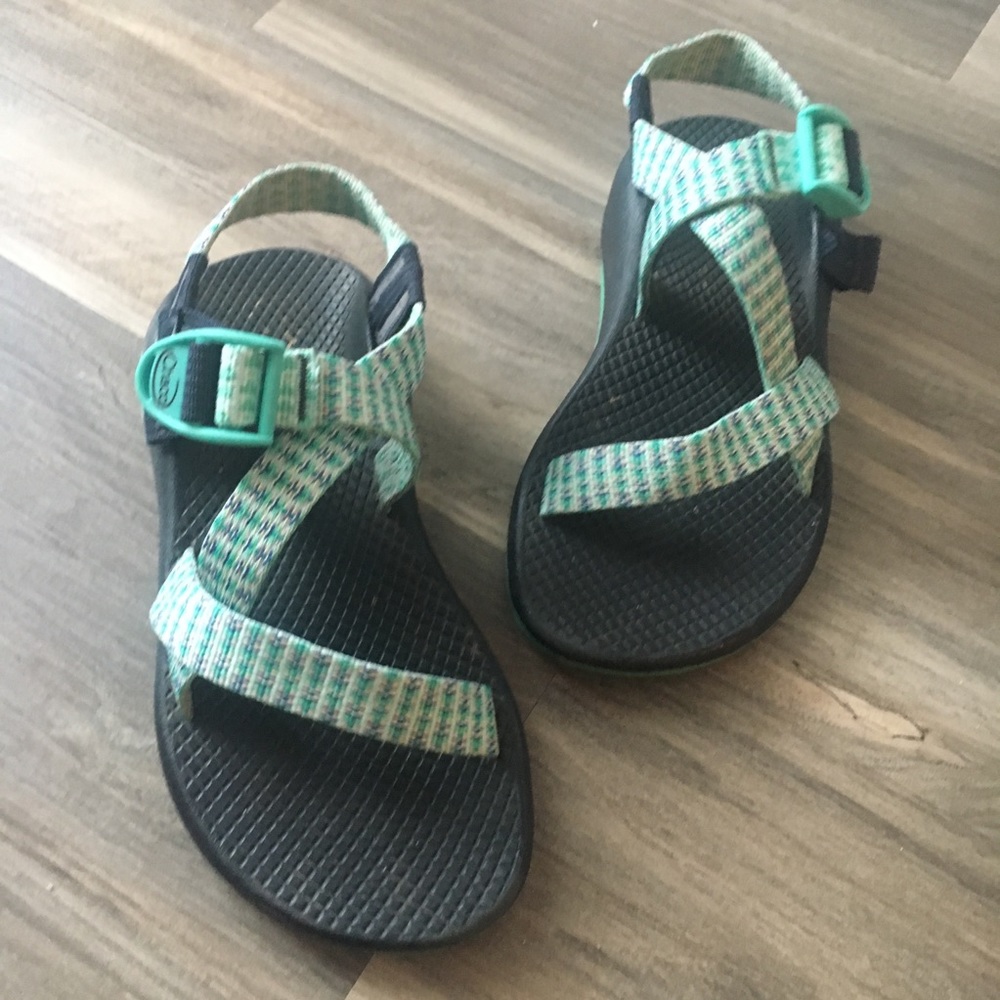 CHACO Sandals Green/Blue Straps Vibram Soles 5